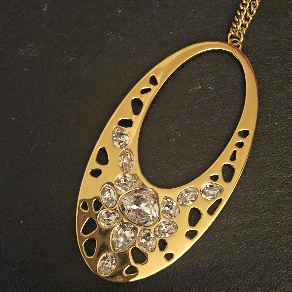 Swarovski Gold Crystal Oval Necklace - Picture 2 of 3